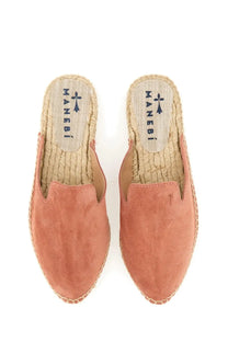 Manebi women’s mules hamptons brown coral suede espadrille mules with braided jute soles and woven insole