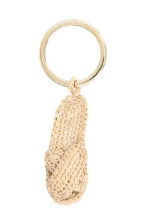 Manebi women’s portachiavi espa beige woven rope keychain with gold-toned metal ring for keys