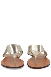 Manebi women’s sandalo infradito in pelle silver gold metallic thong sandals with sleek design and tan leather soles
