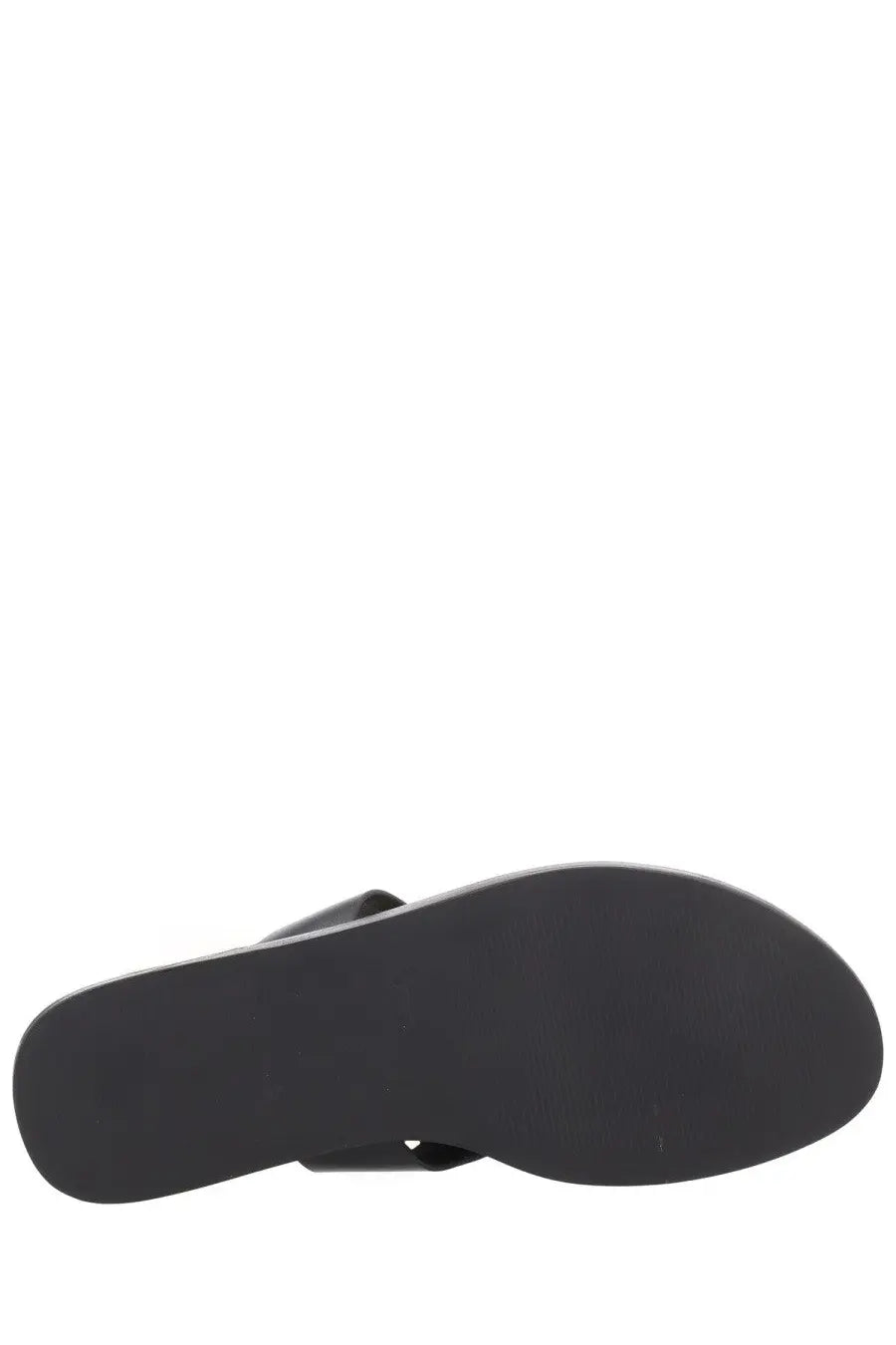 Manebi women’s sandalo in pelle black leather sandal with flat sole and thin strap displayed from the back side