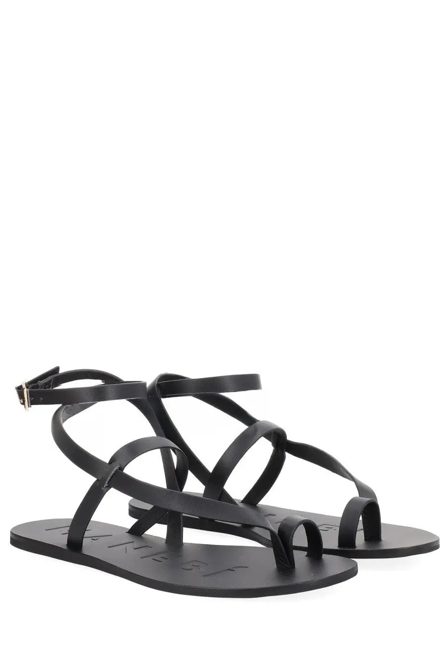 Manebi womens sandalo in pelle black leather strappy sandals with a minimalist design and ankle strap