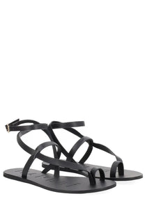 Manebi womens sandalo in pelle black leather strappy sandals with a minimalist design and ankle strap
