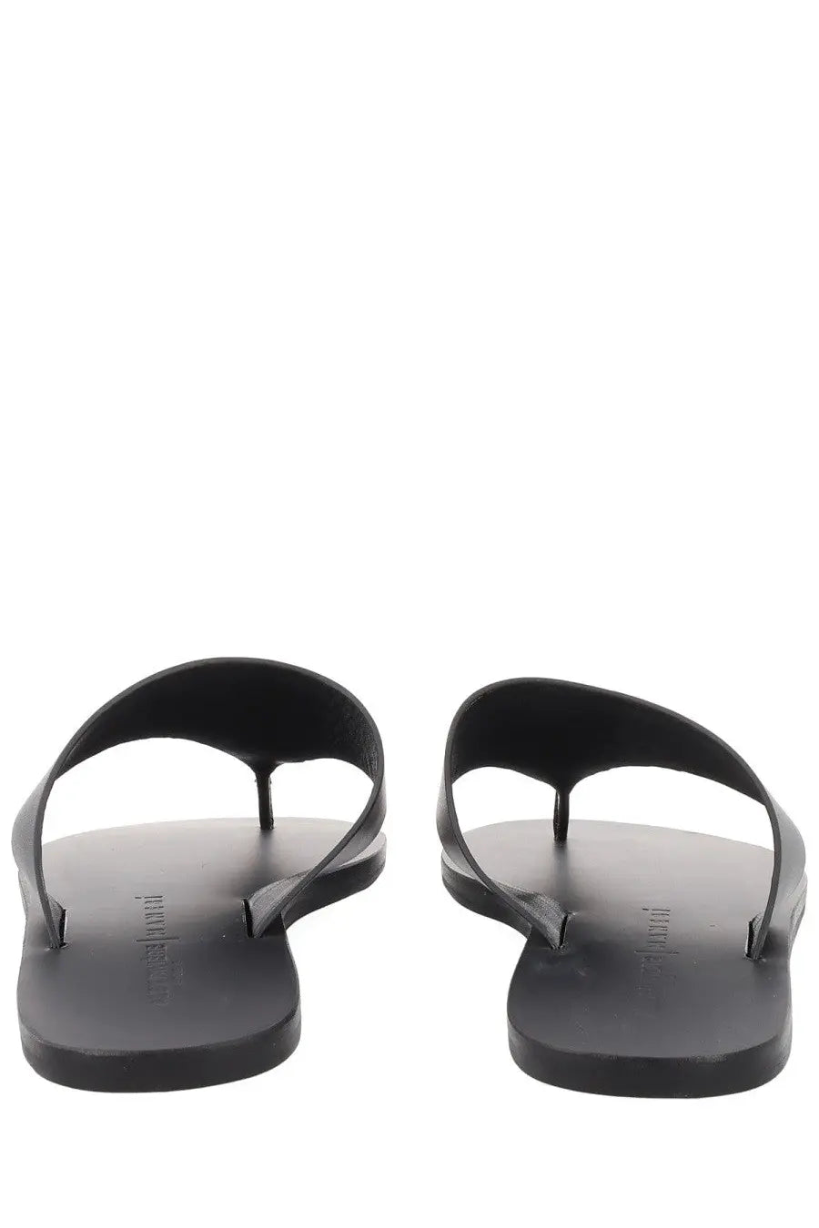 Black leather thong sandals with minimalist design and subtle insole branding by manebi womens sandalo in pelle black