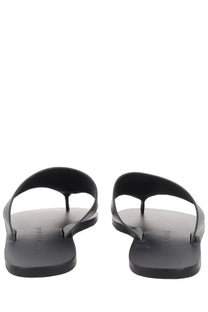 Black leather thong sandals with minimalist design and subtle insole branding by manebi womens sandalo in pelle black
