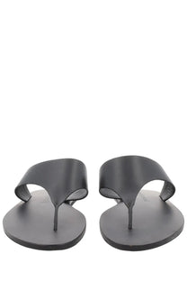 Manebi women’s sandalo in pelle black black leather thong sandals with minimalist design and smooth glossy finish