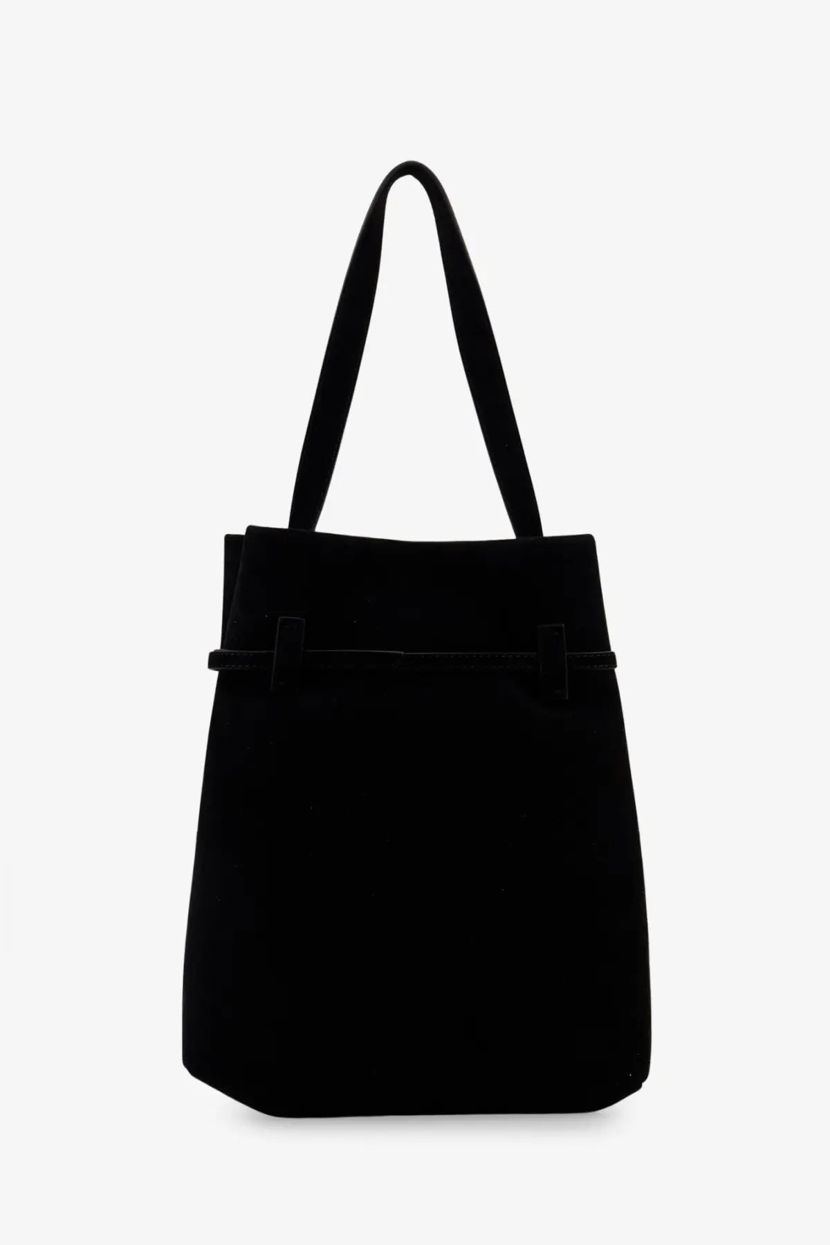 Manu atelier women’s tote du jour black suede shoulder bag with sleek minimalist design and matching straps