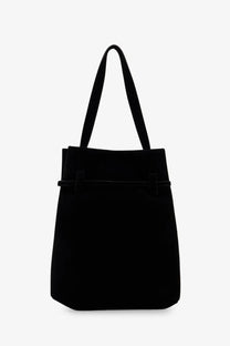 Manu atelier women’s tote du jour black suede shoulder bag with sleek minimalist design and matching straps