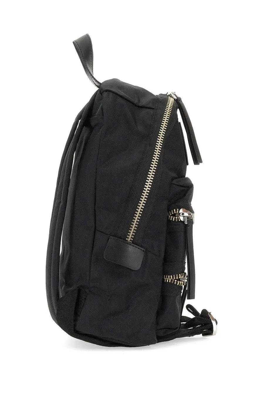 Marc Jacobs women’s biker medium black nylon backpack with gold-tone zippers and leather accents