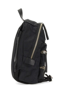 Marc Jacobs women’s biker medium black nylon backpack with gold-tone zippers and leather accents