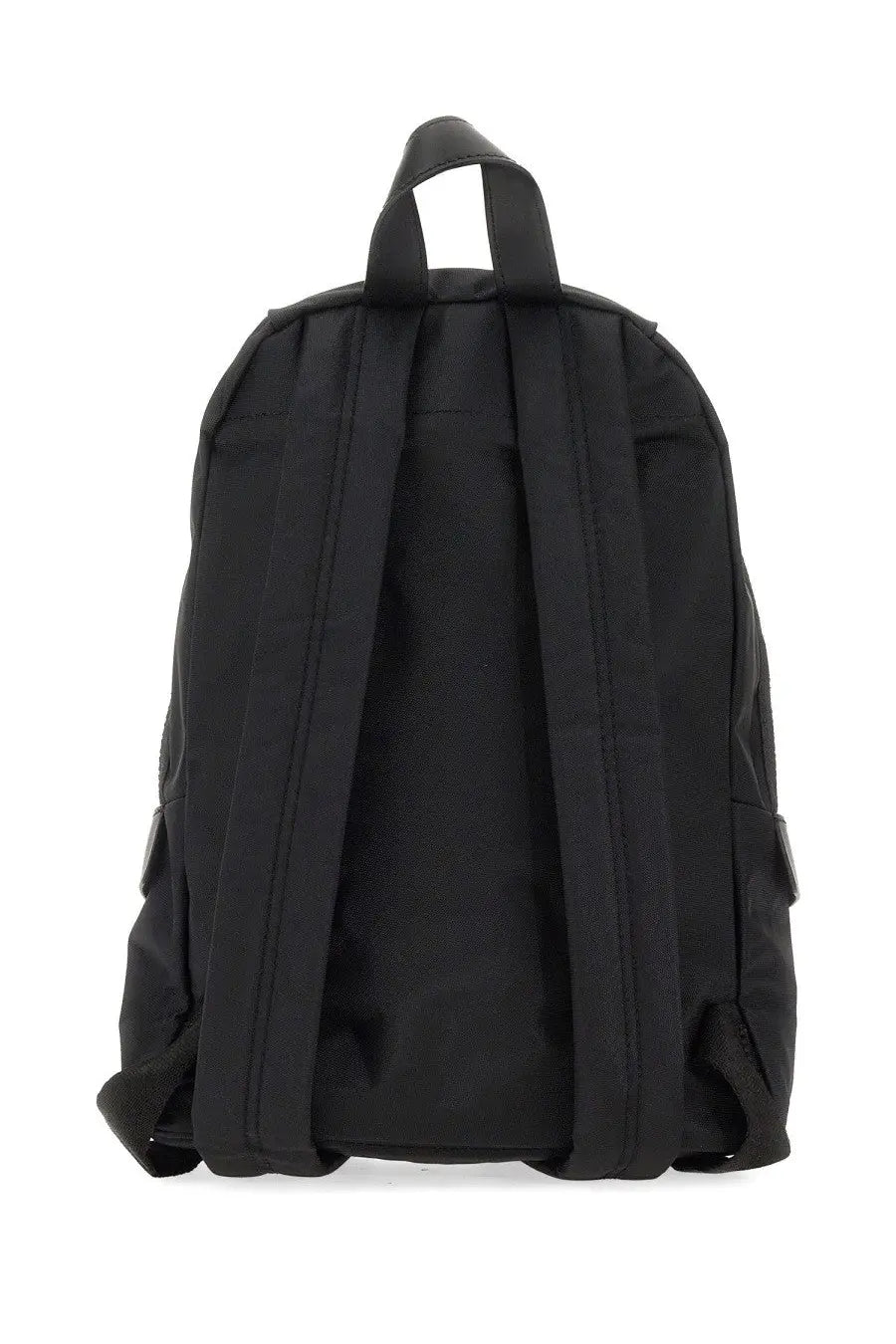 Marc Jacobs women’s backpack the biker medium in black nylon with padded shoulder straps and top handle back view