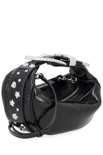 Marc Jacobs women’s party black patent leather hobo bag with silver star and heart studs and chain detailing