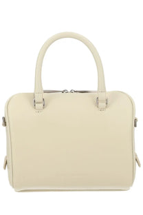 Marc Jacobs women’s borsa bauletto micro white cream leather handbag with rounded top handles and silver hardware