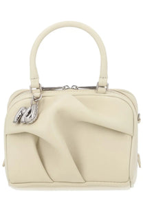 Marc Jacobs women’s Borsa Bauletto Micro cream leather handbag with curved top handles and silver shoe-shaped clasp