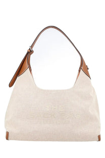 Marc Jacobs women’s borsa belted beige canvas hobo bag with brown leather trim and handles