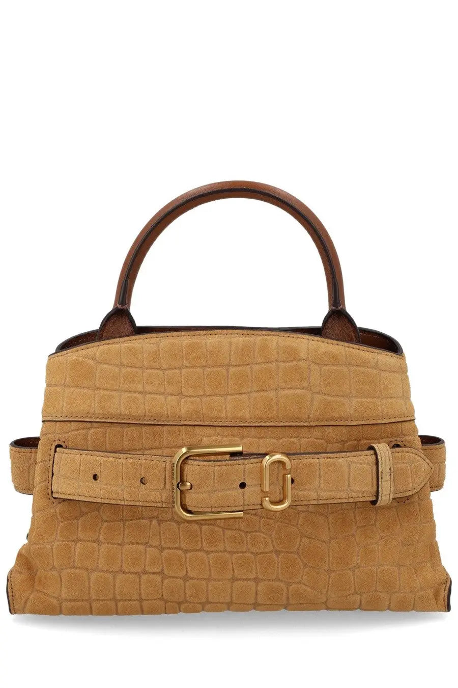 Marc Jacobs women’s borsa Dakota small beige tan crocodile-embossed leather handbag with gold-tone buckle and handles