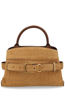 Marc Jacobs women’s borsa Dakota small beige tan crocodile-embossed leather handbag with gold-tone buckle and handles