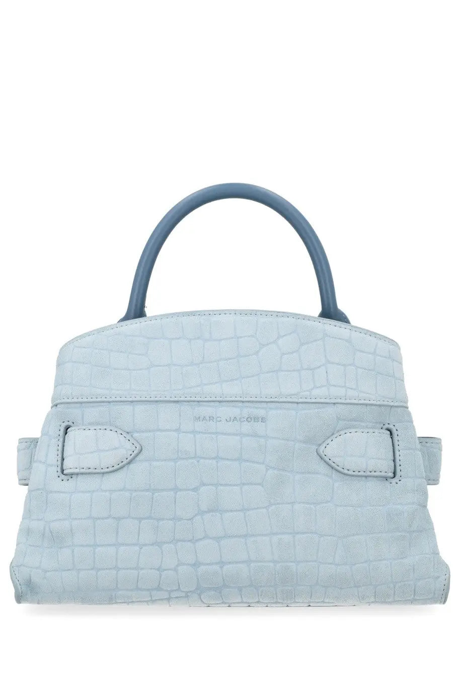 Marc Jacobs women’s borsa Dakota small blue light blue crocodile-embossed leather handbag with matching handles and minimalist design