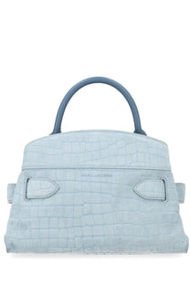 Marc Jacobs women’s borsa Dakota small blue light blue crocodile-embossed leather handbag with matching handles and minimalist design