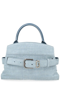 Light blue crocodile-textured leather marc jacobs borsa dakota small handbag with silver buckle and matching handles