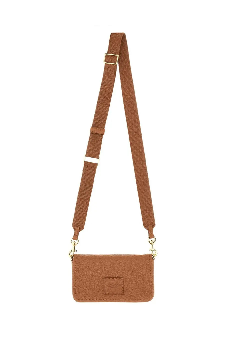 Marc Jacobs women’s borsa the mini bag beige tan faux leather crossbody with textured surface and gold-tone hardware