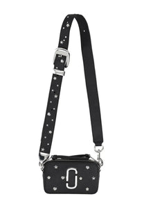 Marc Jacobs women’s borsa the snapshot black leather camera bag with silver star and heart embellishments and metallic logo