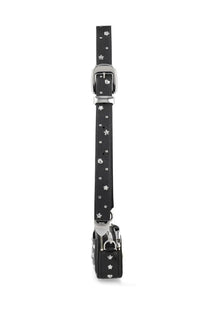 Marc Jacobs women’s borsa the snapshot black shoulder bag strap in black leather with silver star studs and a buckle