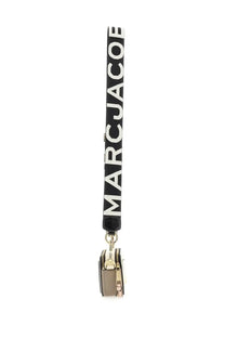 Marc Jacobs women’s borsa the snapshot brown taupe leather camera bag with black and white branded strap