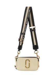 Marc Jacobs women’s borsa the snapshot cream camera bag with gold-tone logo and striped black beige white strap