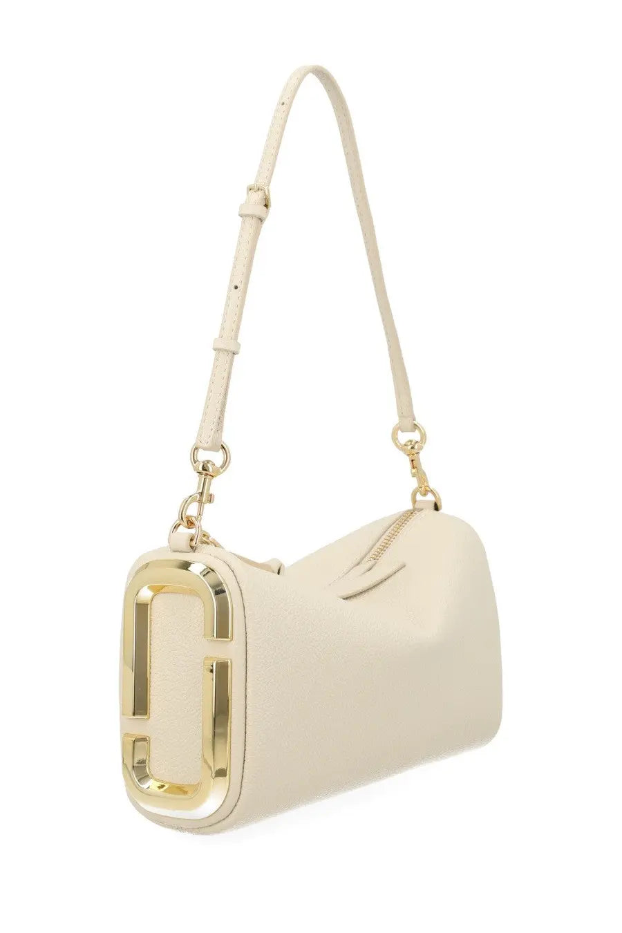 Marc Jacobs women’s borsa snapshot cream leather handbag with gold-tone logo clasp and matching shoulder strap