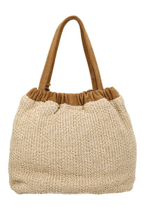 Beige woven marc jacobs women’s borsa tote cristina with tan suede handles for everyday use
