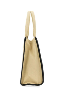 Beige woven tote bag with black trim and handles by Marc Jacobs womens borsa the tote large beige
