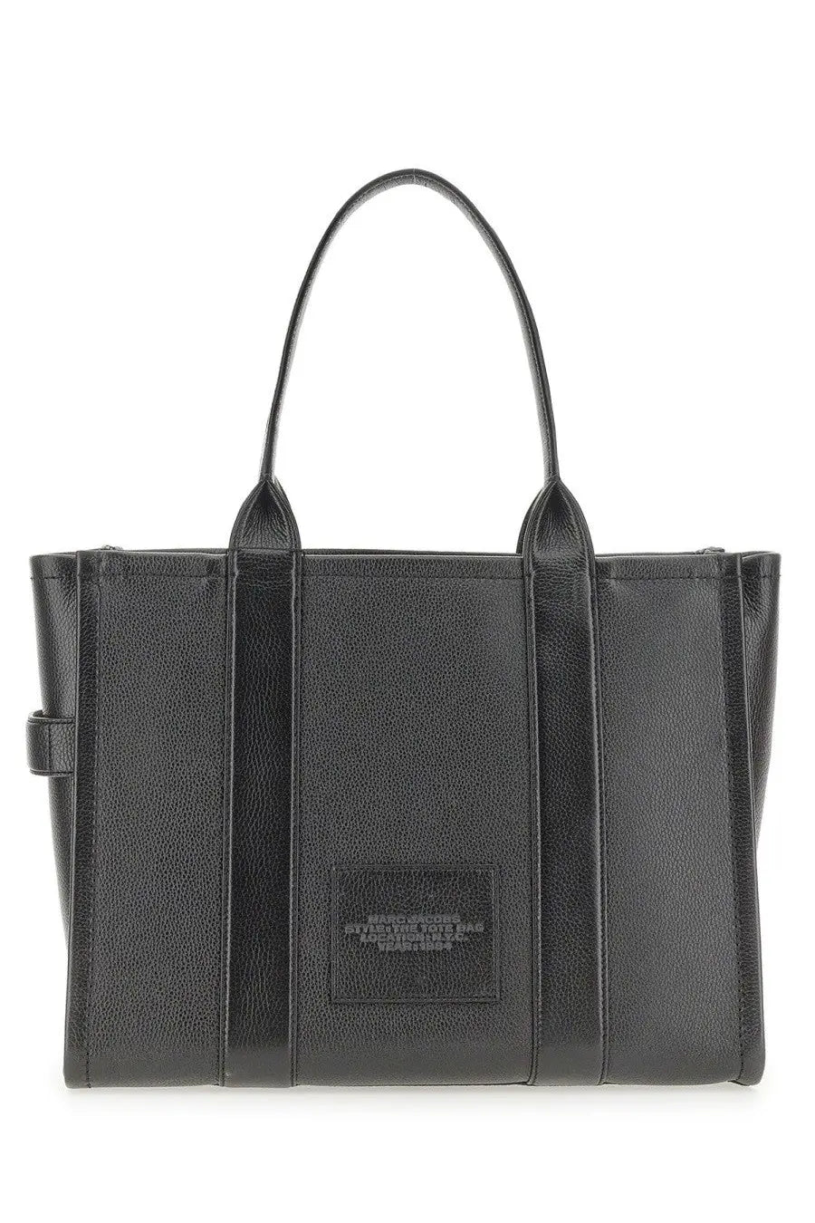 Marc Jacobs womens borsa the tote large black black pebbled leather tote bag with structured handles and front patch label
