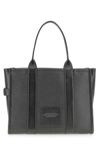 Marc Jacobs womens borsa the tote large black black pebbled leather tote bag with structured handles and front patch label