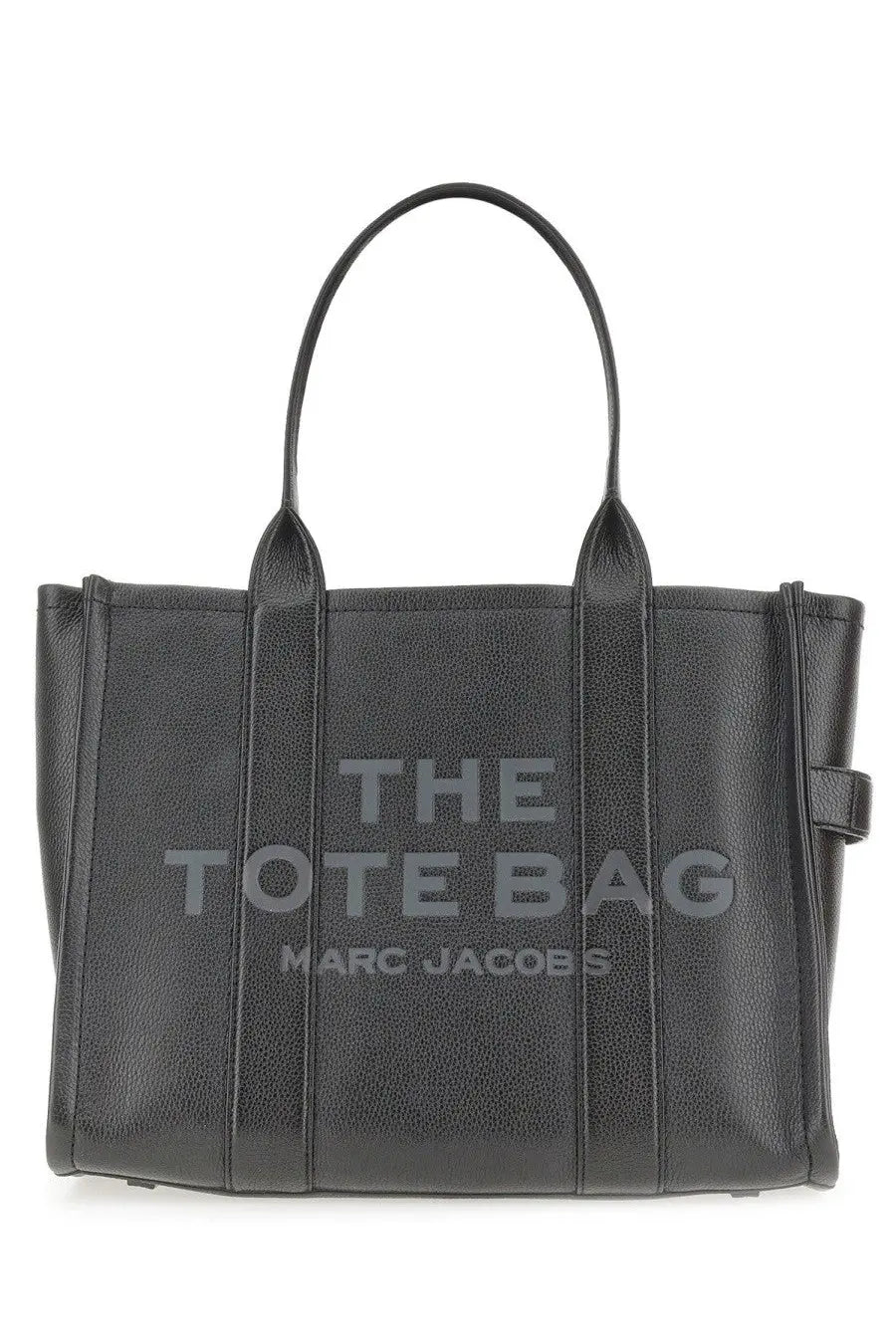 Black pebbled leather tote bag with embossed the tote bag marc jacobs logo from marc jacobs womens borsa the tote large black