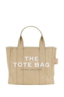 Beige canvas marc jacobs women’s borsa the tote small with white the tote bag lettering and gray marc jacobs text