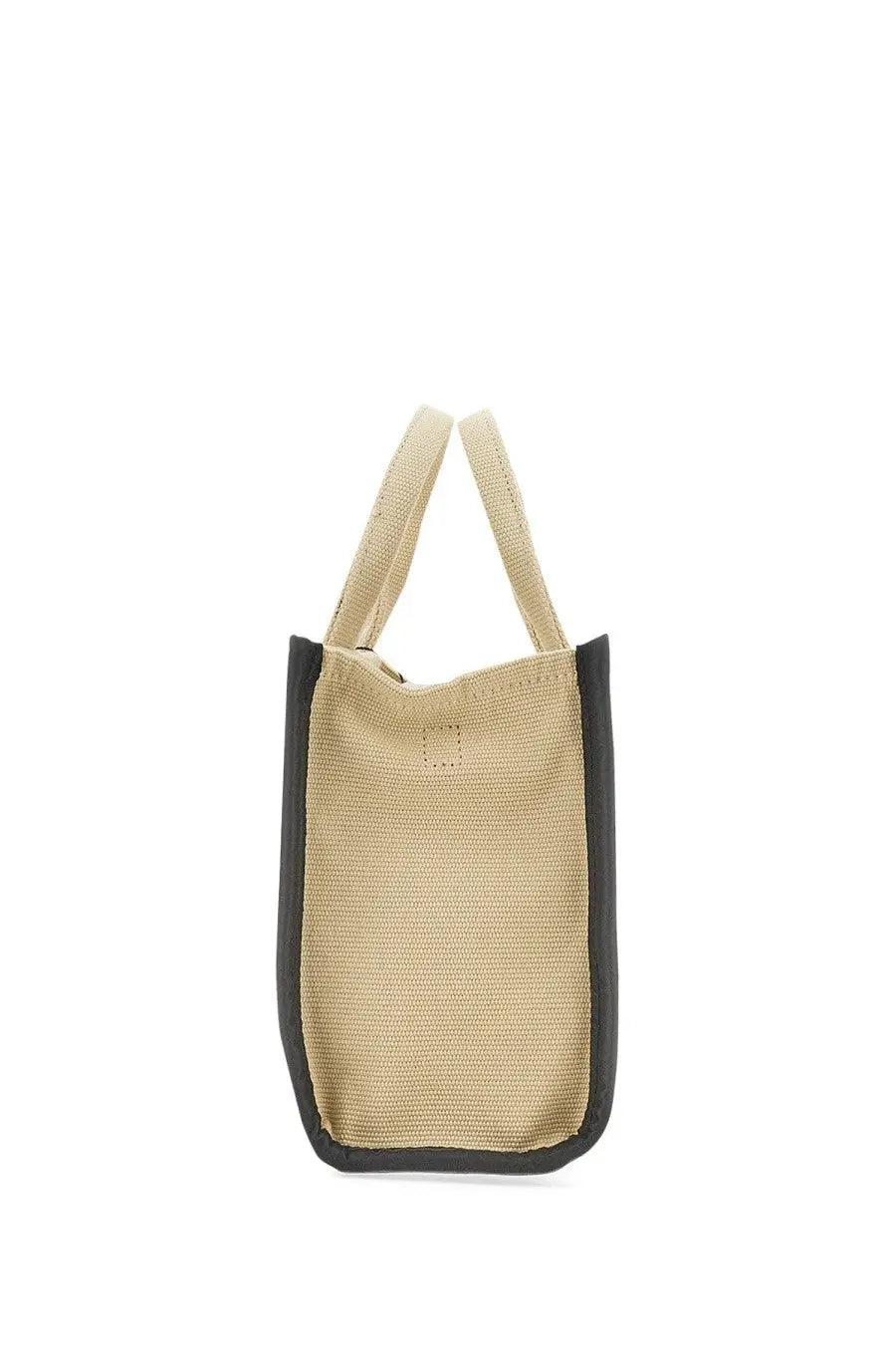 Beige woven marc jacobs borsa the tote small with black trim and handles for women