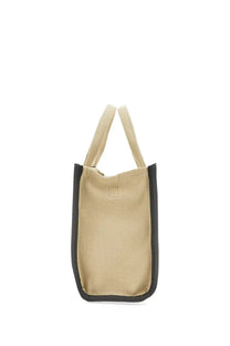 Beige woven marc jacobs borsa the tote small with black trim and handles for women