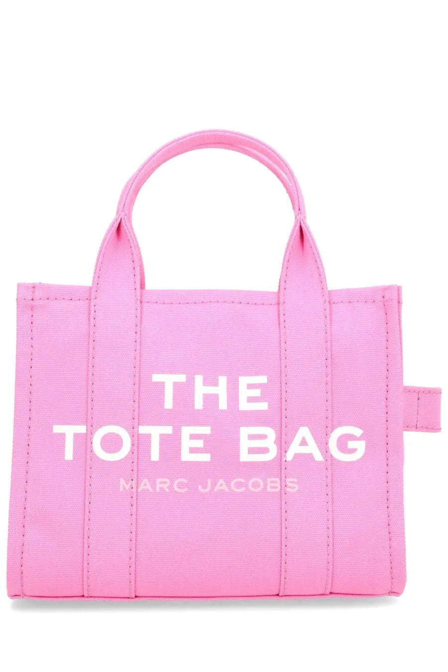 Pink canvas tote bag with white the tote bag and marc jacobs lettering from marc jacobs women’s borsa the tote small blue collection