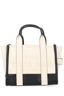Cream and black leather small tote bag with embossed the tote bag marc jacobs branding by Marc Jacobs