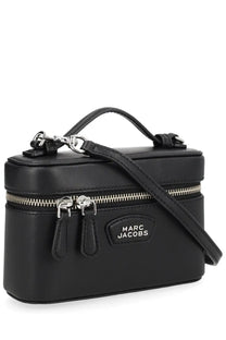 Marc Jacobs women’s borsa vanity black box-shaped crossbody bag in black leather with silver zippers and top handle