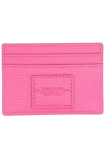 Marc Jacobs women’s bright pink textured leather card case with embossed branding and compact design
