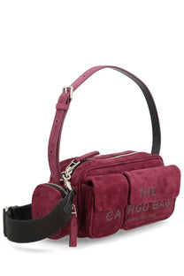 Marc Jacobs women’s the cargo bag in burgundy suede with black adjustable strap and silver hardware