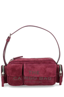 Marc Jacobs women’s the cargo bag in burgundy suede with curved top handle and embossed front flap branding