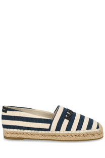Marc Jacobs women’s espadrilla in tela multicolor navy and white striped slip-on shoe with woven jute sole