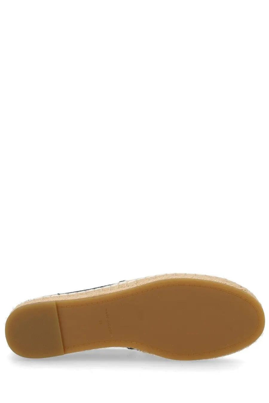 Tan rubber sole with woven espadrille heel and toe cap on marc jacobs women’s espadrilla in tela multicolor