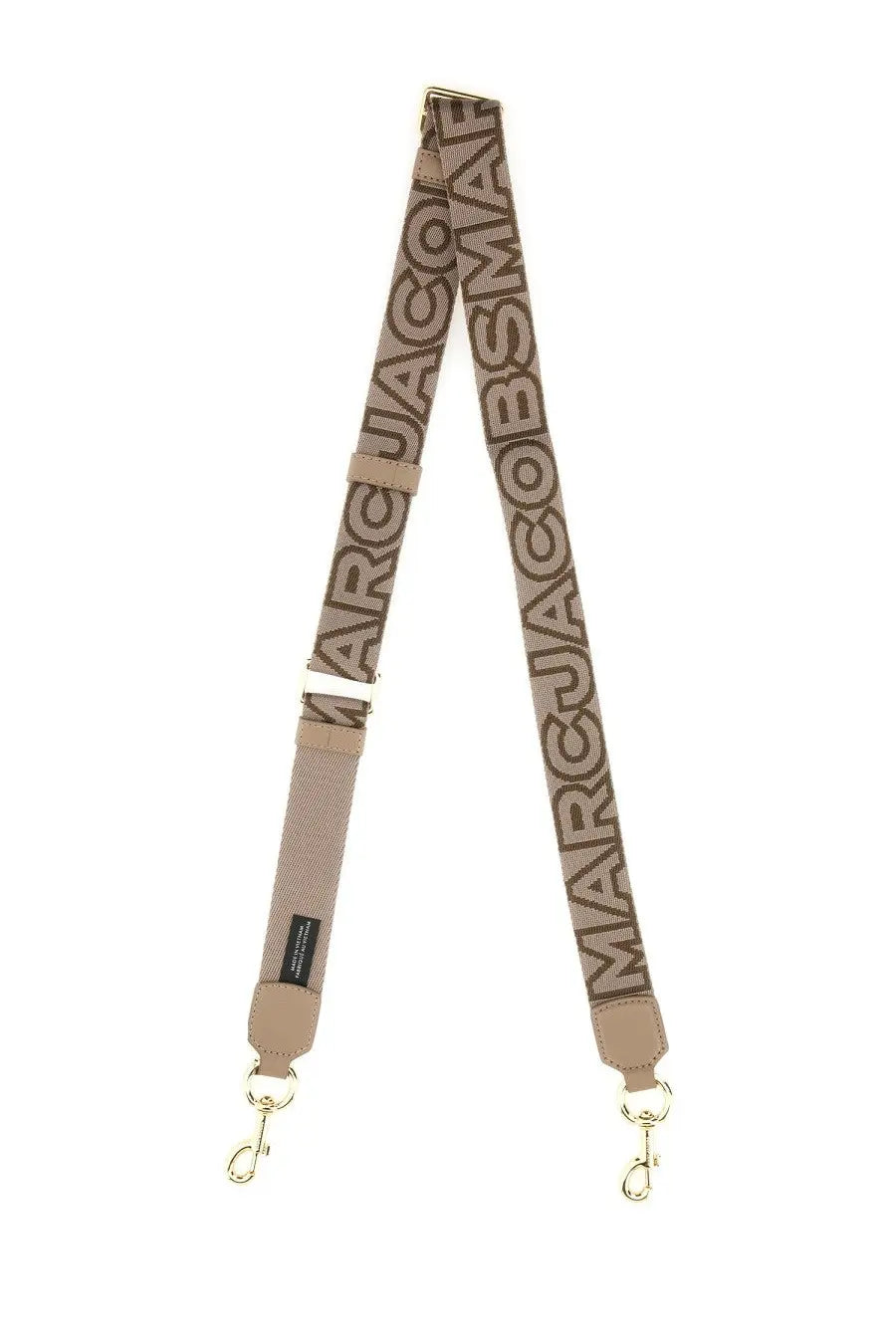 Beige Marc Jacobs fabric shoulder strap with repeating logo print and gold-tone hardware for women