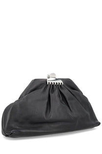 Marc Jacobs women’s glam clutch bag black leather with a silver toned clasp for elegant evening use