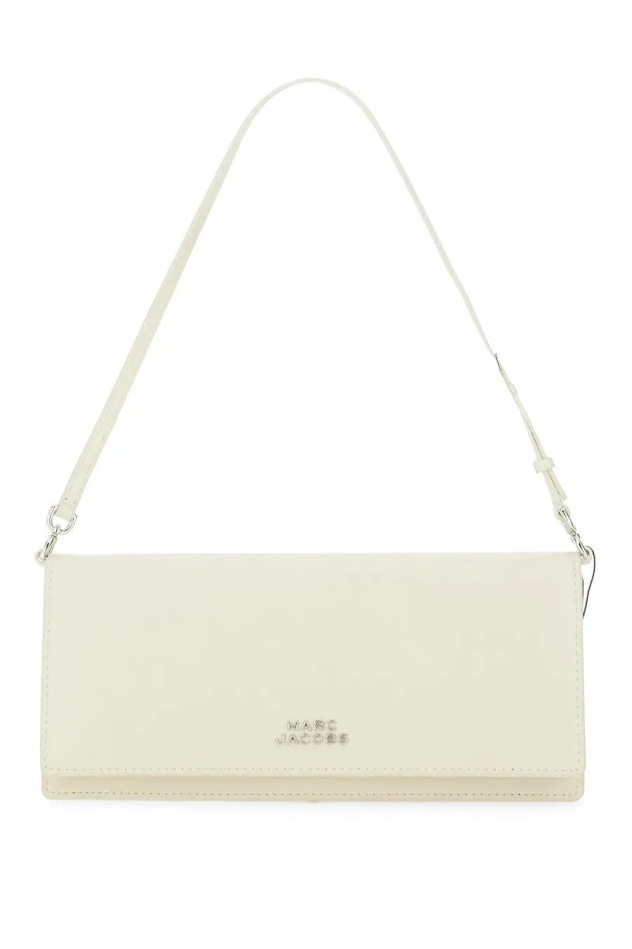 Cream-colored marc jacobs womens the glam mirror bag clutch with sleek minimalist design and matching shoulder strap