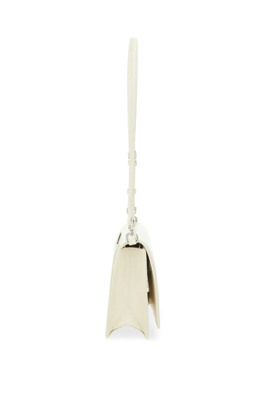 Marc Jacobs women’s the glam mirror bag white cream leather crossbody with minimalist design and silver hardware