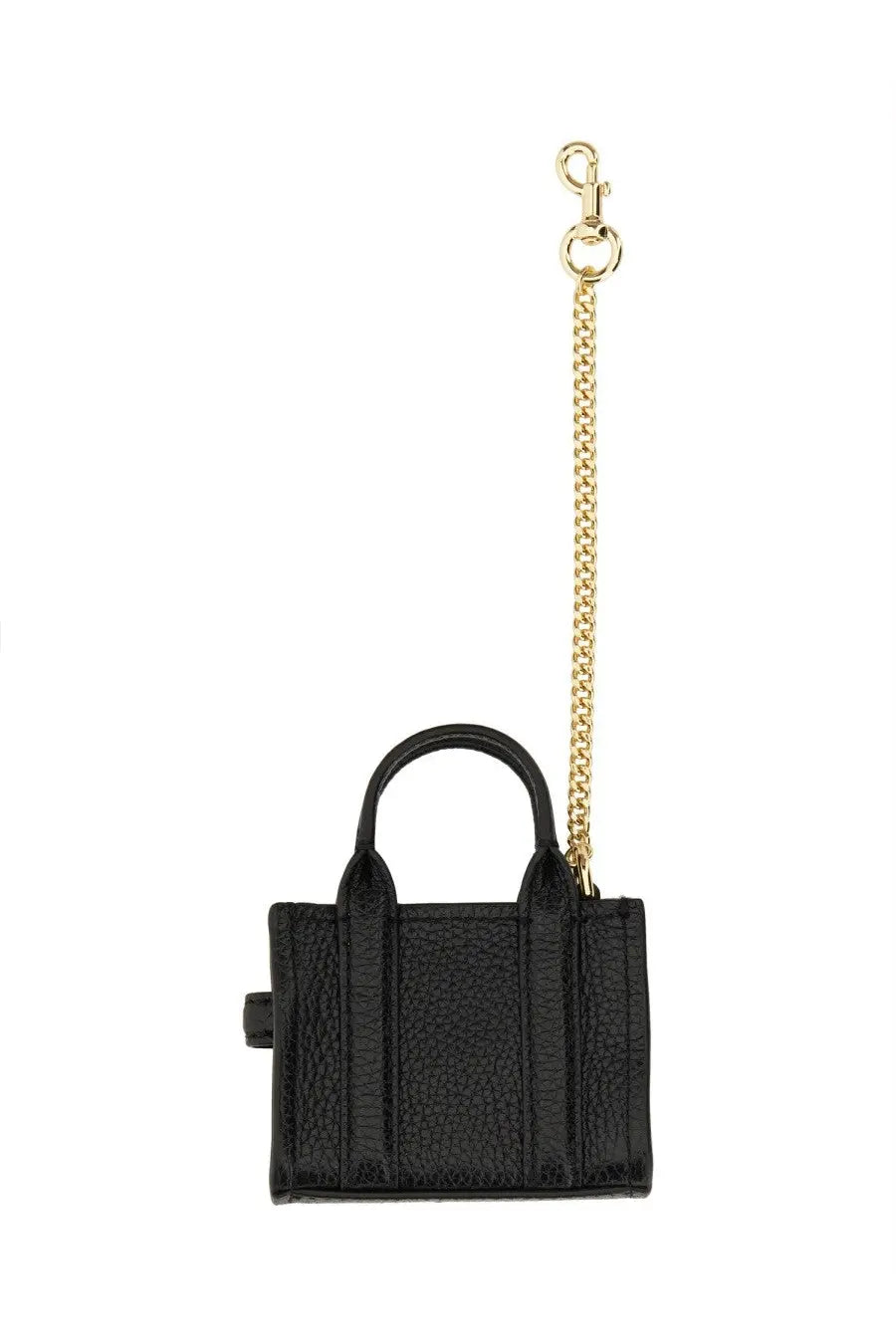 Marc Jacobs women’s keychain the tote dwarf mini tote bag in black crocodile texture with gold-tone chain and clasp